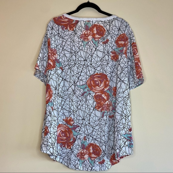 Lularoe Tee - L - White Geo and Floral Print - Picture 2 of 4